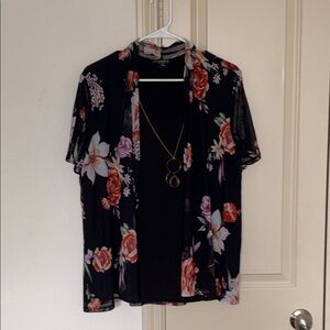 Floral Black Sheer Top